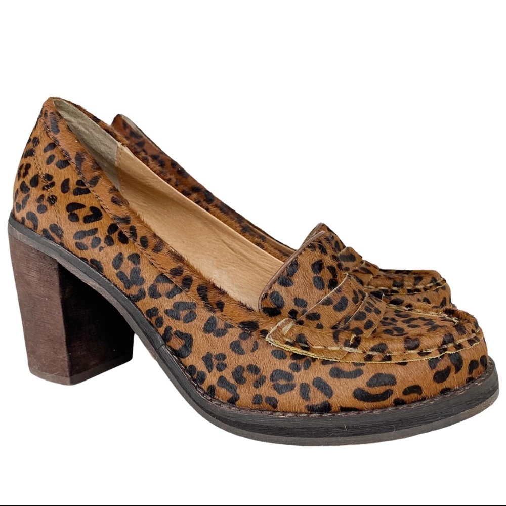 ZIGI GIRL Y2K Calf Hair Animal Print Leather Chunky Aleph Heel Shoe 9
